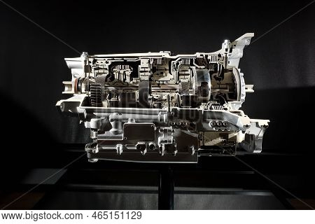 Automatic Transmission In The Section. Technical Photo. Transmission Structure