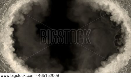 Grey Smoke Frame Like Tunnel In Clouds, Isolated - Object 3d Rendering