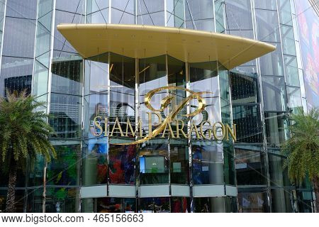 Bangkok, Thailand - October 03, 2022: Siam Paragon Sign. Siam Paragon Is A Famous Department Store I