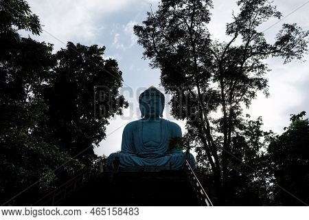 Lampang, Thailand - October 22, 2021: Big Concrete Buddha Image Or Daibutsu At Wat Doi Prachan Mae T