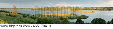 Serene Landscape Lake In The Evening - The Shores Of Lake Otolovo In Belarus