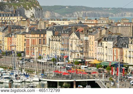 Dieppe, France - May 12, 2022: Top View From Above To The City Of Dieppe And The Alabaster Coast