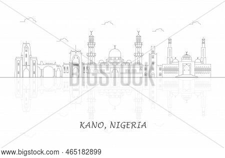 Outline Skyline Panorama Of City Of Kano, Nigeria - Vector Illustration
