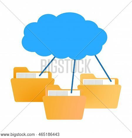 Folder Clouds. Computer Technology Concept. Digital Technology. Vector Illustration. Stock Image.