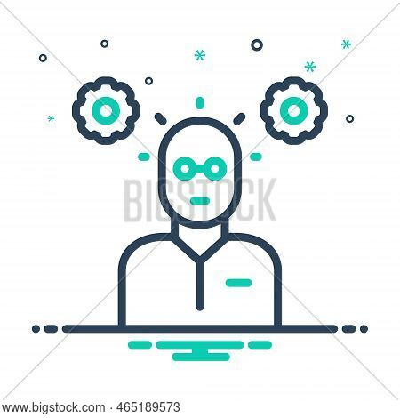 Mix Icon For Critical Fragile Delicate Slobbery Thinking Cogwheel Person Awareness