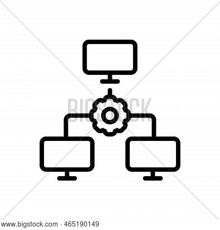 Black Line Icon For Lan Cable Ethernet Networking Plug Wired Commonly Computer Connect Connector Dat