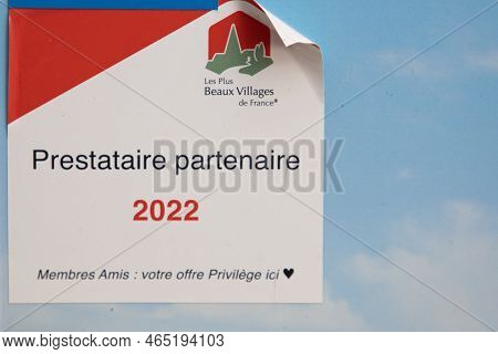 Sarlat , Aquitaine  France - 11 02 2022 : Les Plus Beaux Villages De France Logo Text And Sign In Fr