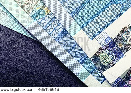 Hologram Currency Seal On Twenty Euro Banknote Protection Against Fraud Macro Image