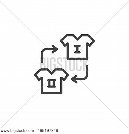 Football Substitution Line Icon. Linear Style Sign For Mobile Concept And Web Design. Player Replaci