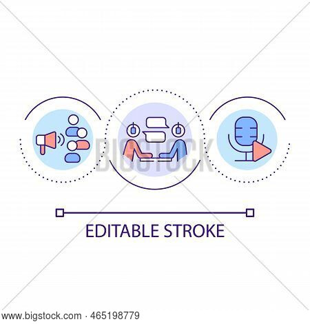 Conversational Video Loop Concept Icon. Digital Content. Live Streaming. Co Hosted Format. Web Podca