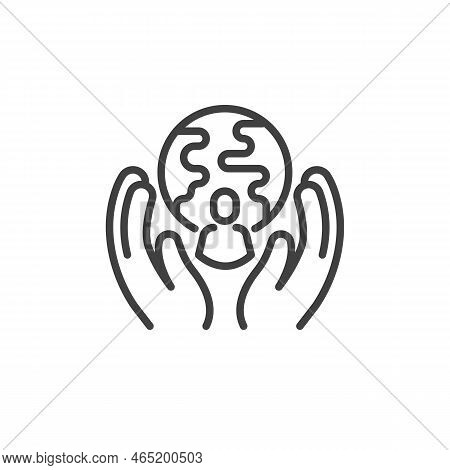 Social Responsibility Line Icon. Linear Style Sign For Mobile Concept And Web Design. Hands Holding 