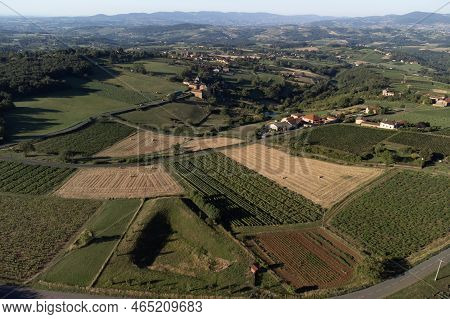 Landscape With Vineyards Near Beaujolais Wine Making Village Val D'oingt, Gateway To Beaujolais Wine