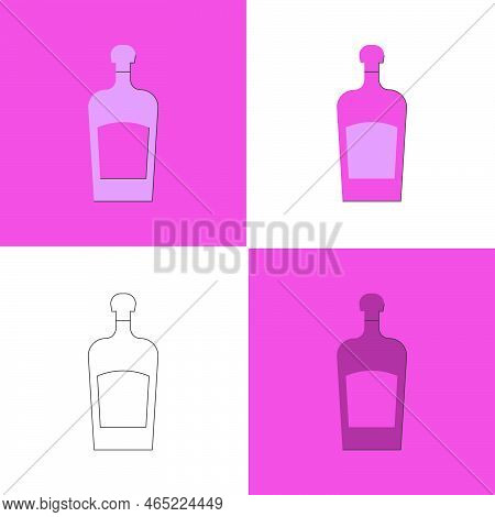 Bottle Of Liquor, Great Design For Any Purposes. Flat Style. Color Form. Party Drink Concept. Icon B