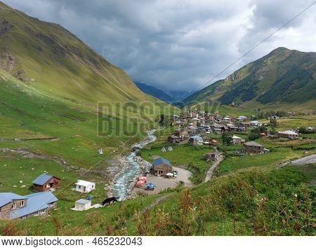 Ushguli, Georgia - September 06 2021: Svan Towers At Ushguli Village In Samegrelo-zemo Svaneti, Geor