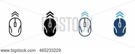 Move Computer Mouse Up Line And Silhouette Color Icon Set. Mouse Pc Scroll Up Pictogram. Swipe Top S