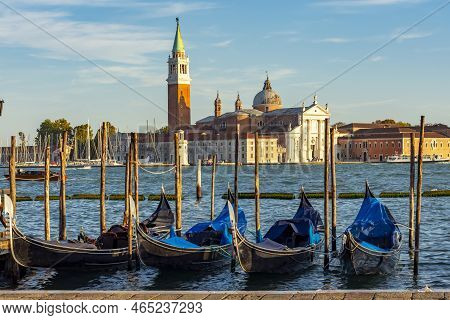 Venice Gondolas And San Giorgio Maggiore Island, Italy