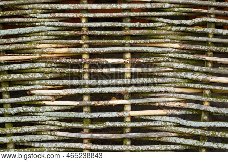 Old Traditional Handmade Wicker Fence Pattern And Texture.