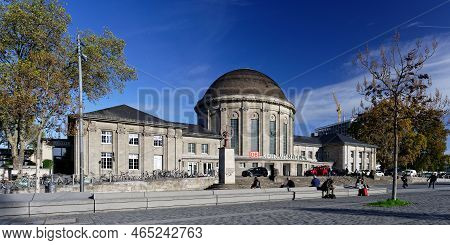 Cologne, Germany, November 10 2022: Historic Station Building Messe/deutz Nearby The Cologne Exhibit