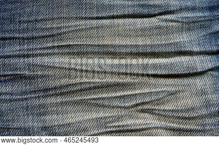 Jeans Fabric Texture. High Quality Stock Photo. The Connection Of The Fibers Of The Fabric.