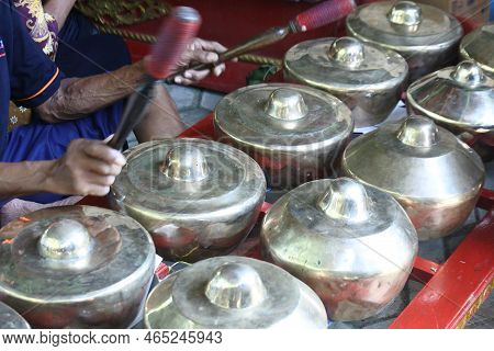 Blora, Central Java, Indonesia - June 22th, 2022 : Crowded People Celebrating Alms Earth (javanese T