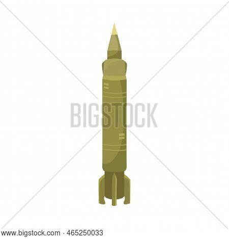 Explosive Lethal Ballistic Missile Cartoon Illustration. Missile Or Rocket. Military Equipment, Army