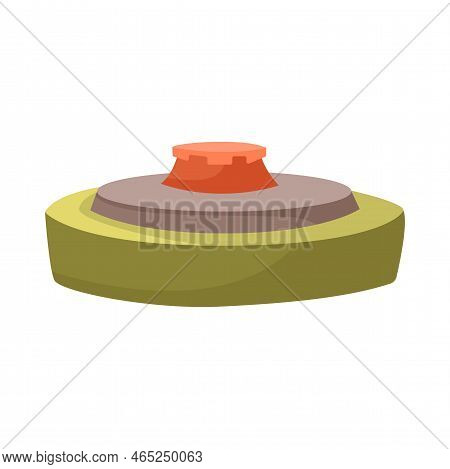 Explosive Lethal Mine Cartoon Illustration. Land Minemine. Military Equipment, Army, War, Threat Con