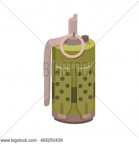 Explosive Lethal Smoke Grenade Cartoon Illustration. Hand Grenade Or Smoke Grenade. Military Equipme