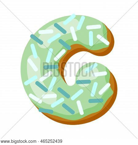 Letter G In Donut Font Vector Illustration. Design Of Alphabet Letter From Chocolate Donut Or Cookie