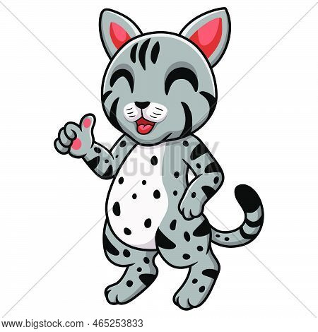 Vector Illustration Of Cute Egyptian Mau Cat Cartoon Giving Thumbs Up