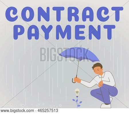 Hand Writing Sign Contract Payment. Business Idea Payments Made By Payer To The Payee As Per Agreeme