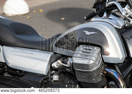 Bordeaux , Aquitaine  France - 11 06 2022 : Moto Guzzi Grey Logo Brand And Text Sign California Moto