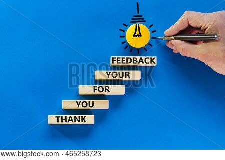 Thank You For Feedback Symbol. Concept Words Thank You For Your Feedback On Wooden Blocks On A Beaut