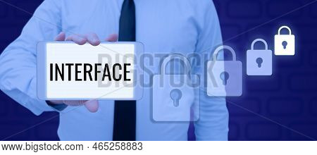 Hand Writing Sign Interface. Business Approach Point Of Meeting And Communicating Between Two Struct