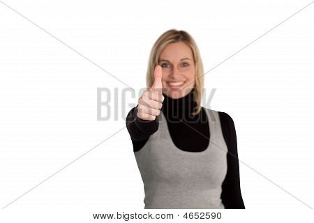 Kadın başparmak kamera kadar