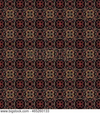 Simple Abstract Geometric Lace Openwork Fabric Pattern On A Black Background Modern Fashion Fabric T
