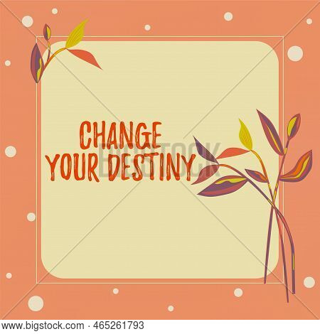 Sign Displaying Change Your Destiny. Word Written On Choosing The Right Actions To Manipulate Predet