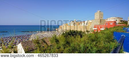 Panoramic View Of Termoli With Historic Medieval Town And Beach, Molise, Italy
