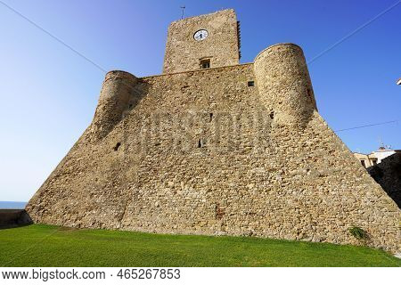 Norman Swabian Castle In Termoli, Molise, Italy. Low Angle.