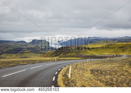 On A Drive Trough Iceland Landscape With Glaciers