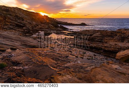 Sunset On The Coast Of Mount Jaizkibel In The Town Of Fuenterrabia, Basque Country