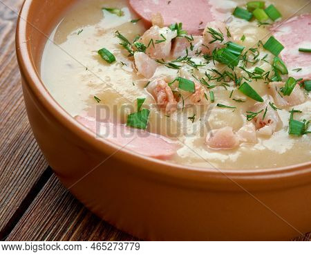 Zupa Ziemniaczana. Polen Potato Flour Soup. Close Up