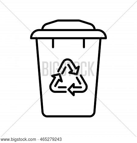 Reuse Eco Container Line Icon. Recycling Bin For Organic Garbage Linear Pictogram. Ecology Recycle B
