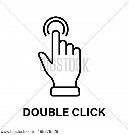 Double Click Gesture Of Computer Mouse. Pointer Finger Black Line Icon. Cursor Hand Linear Pictogram