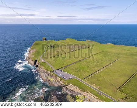 Aerial View Of The Dun Briste Sea Stick At Downpatrick Head, County Mayo - Republic Of Ireland