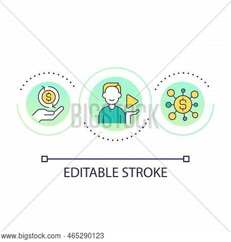 Streamer Income Sources Loop Concept Icon. Content Creator. Start Online Streaming Career Abstract I