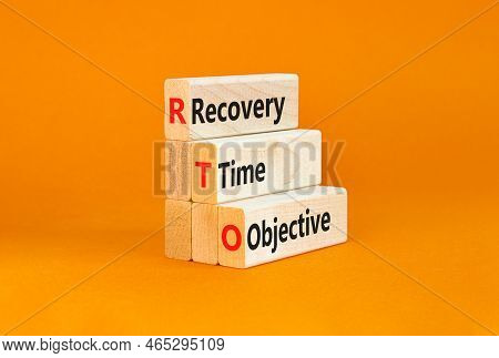 Rto Recovery Time Objective Symbol. Concept Words Rto Recovery Time Objective On Wooden Blocks On A 