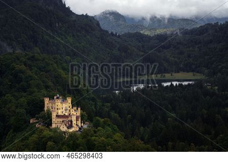 Castle Of Hohenschwangau In Fussen, Stunning Neo Gothic Palace Of The Xix Century And Famous Landmar