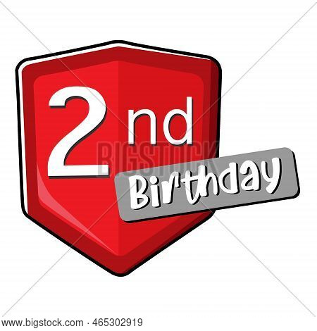 2nd Birthday On Red Secure Shield.
Flat Design