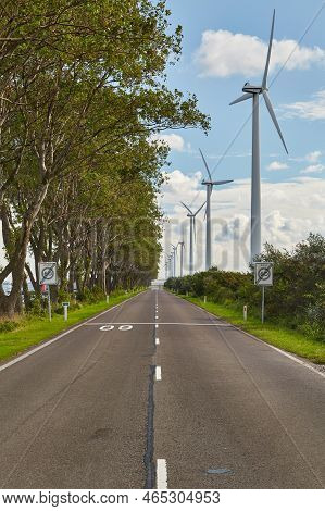 Road On A Narrow Strech Of Land On The Port Area Of Rotterdam, Landtong Near Rozenburg