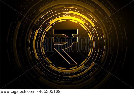Futuristic Digital Currency Background Indian Rupee Symbol Vector